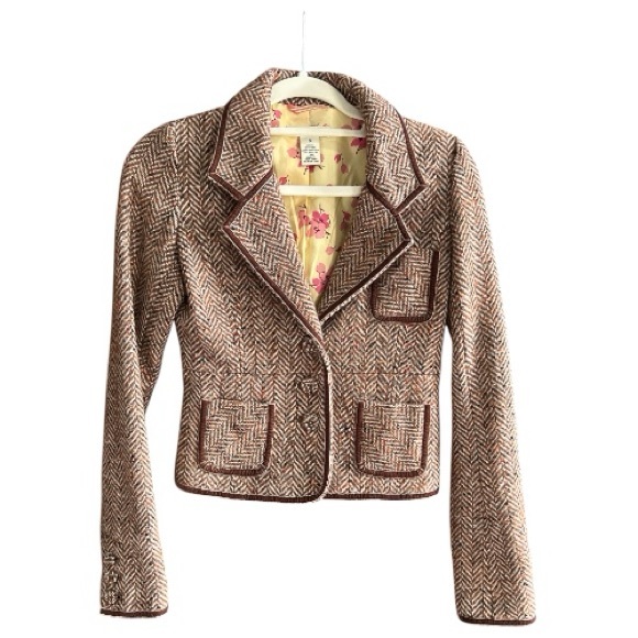 Abercrombie & Fitch Jackets & Blazers - Vintage ABERCROMIE & FITCH Wool & Silk Tweed Fitted Blazer Y2K S